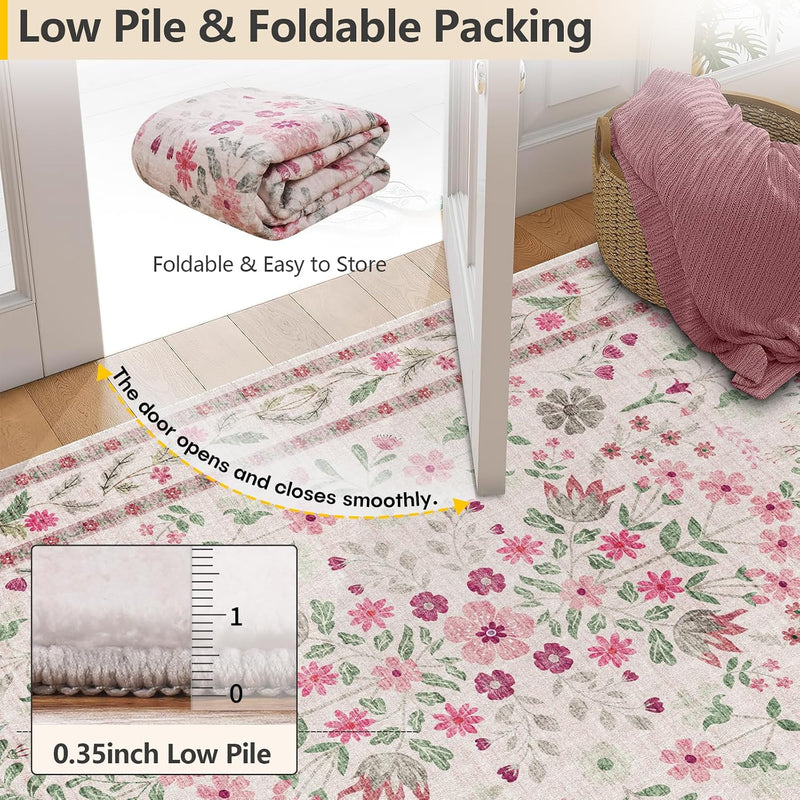 Washable Rugs Living Room Non Slip Floor