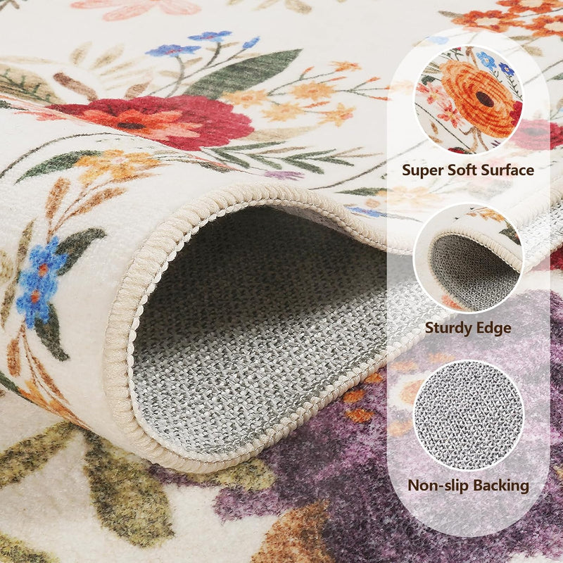 Washable Rugs Living Room Non Slip Floor