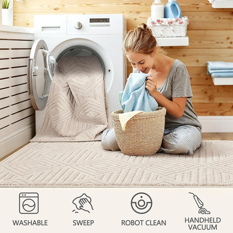 Washable Rugs Living Room Non-Slip Large Fluffy