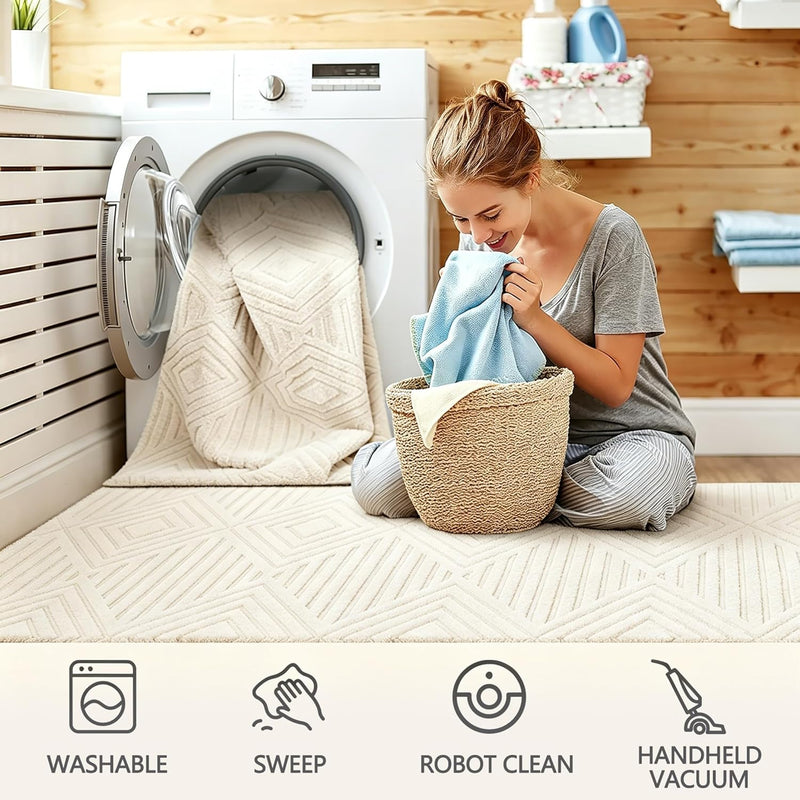 Washable Rugs Living Room Non-Slip Large Fluffy