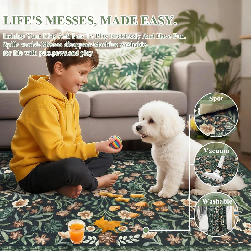Washable Rugs Living Room Rug for Bedroom