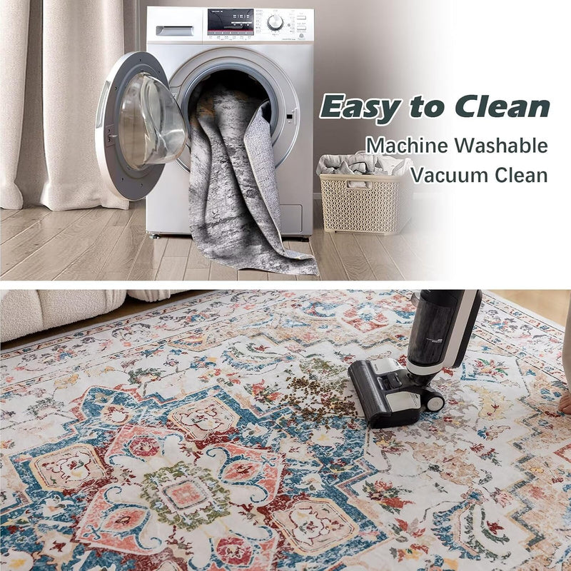 Washable Rugs Living Room Short Pile Area Rug
