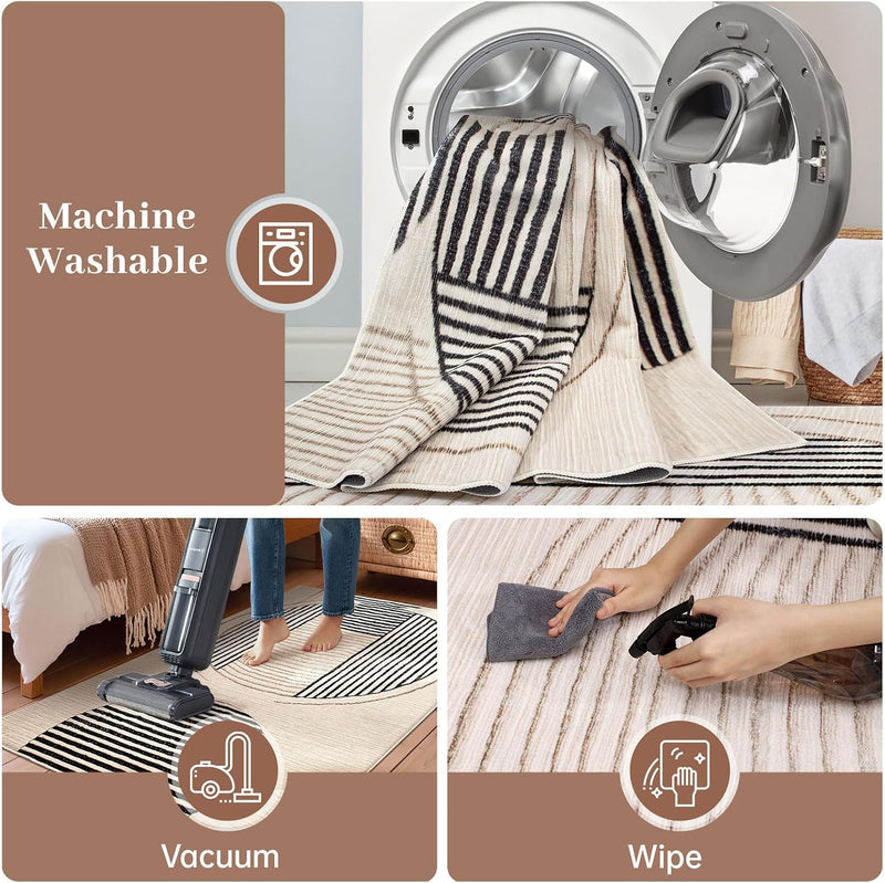 Washable Rugs Living Room Soft Geometric Rug