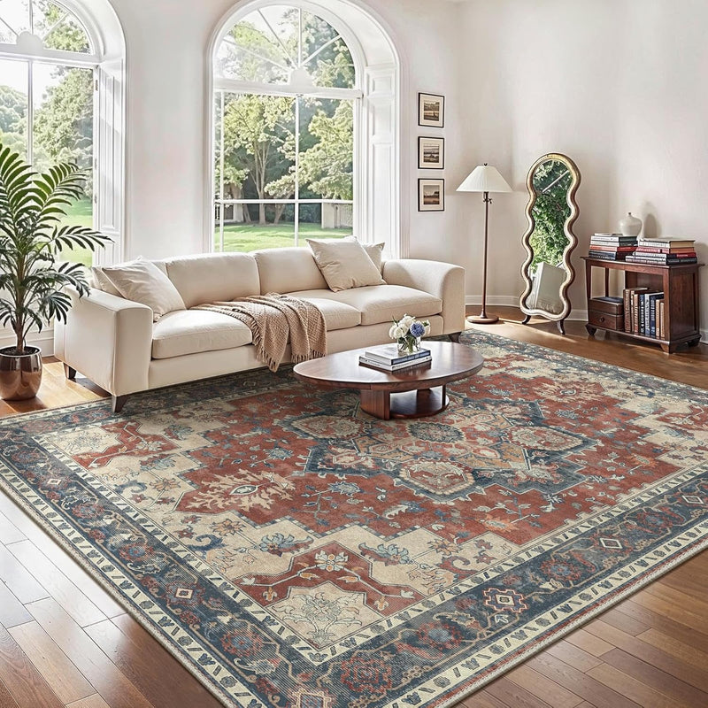 Large Rug Boho Sage Washable Non-Slip Vintage