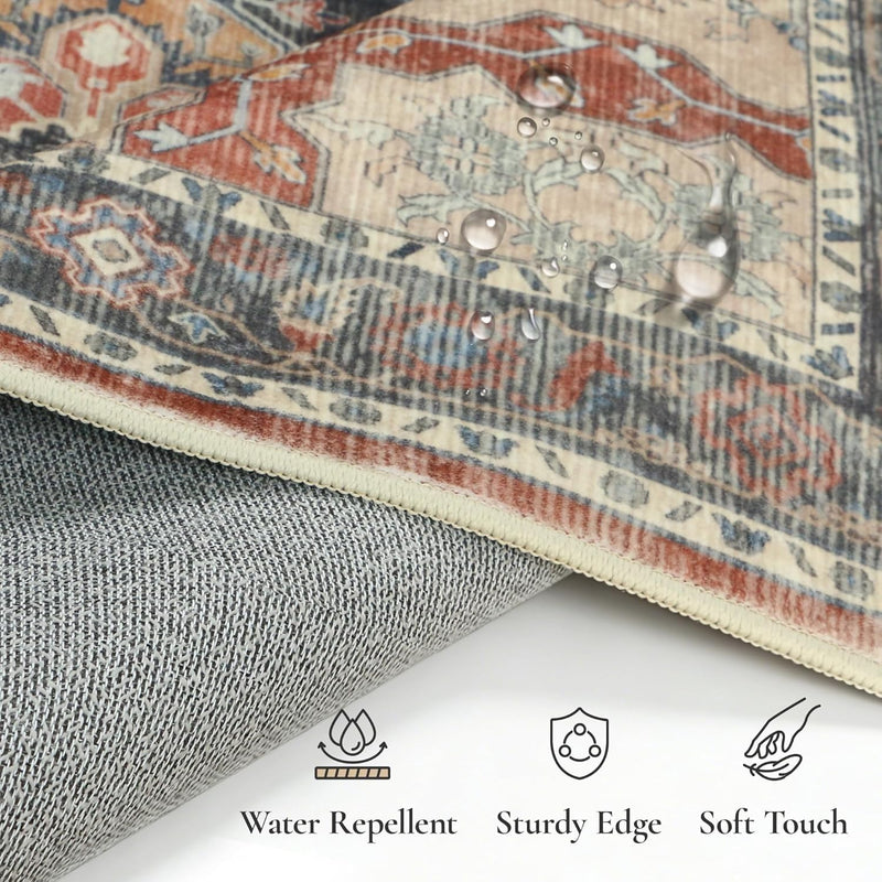 Large Rug Boho Sage Washable Non-Slip Vintage