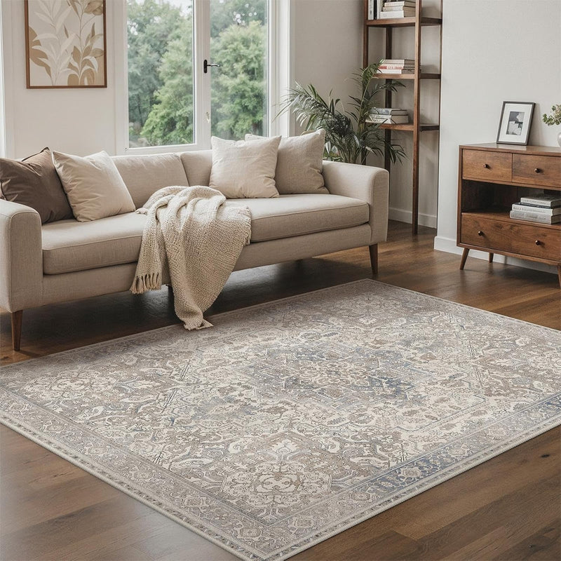 Large Rug Boho Sage Washable Non-Slip Vintage
