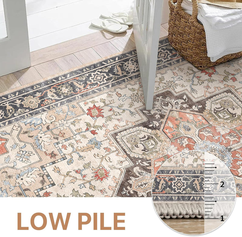 Large Rug Boho Sage Washable Non-Slip Vintage