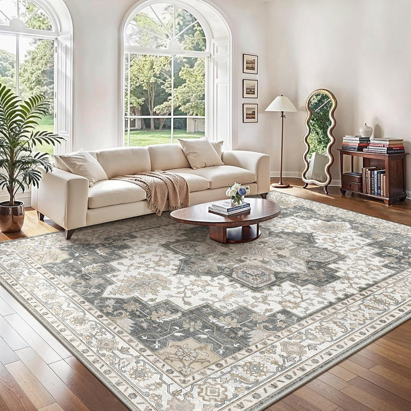 Large Rug Boho Sage Washable Non-Slip Vintage