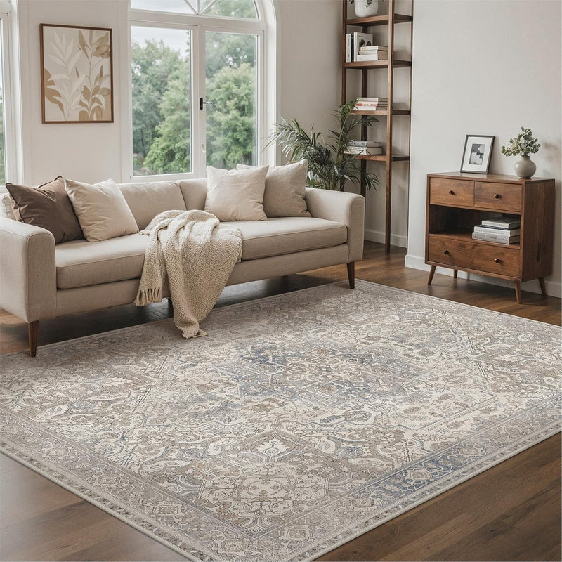 Large Rug Boho Sage Washable Non-Slip Vintage