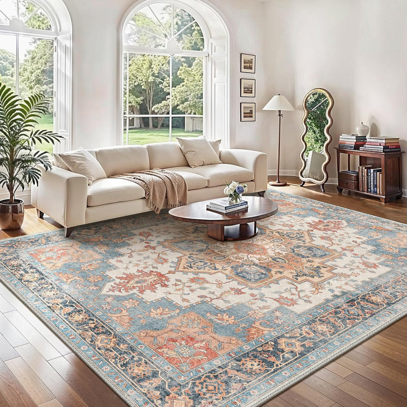 Large Rug Boho Sage Washable Non-Slip Vintage