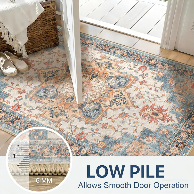 Large Rug Boho Sage Washable Non-Slip Vintage