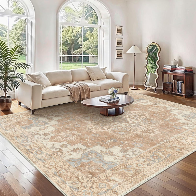 Large Rug Boho Sage Washable Non-Slip Vintage