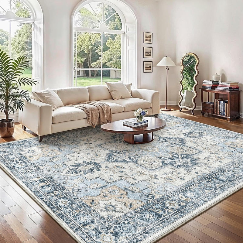 Large Rug Boho Sage Washable Non-Slip Vintage