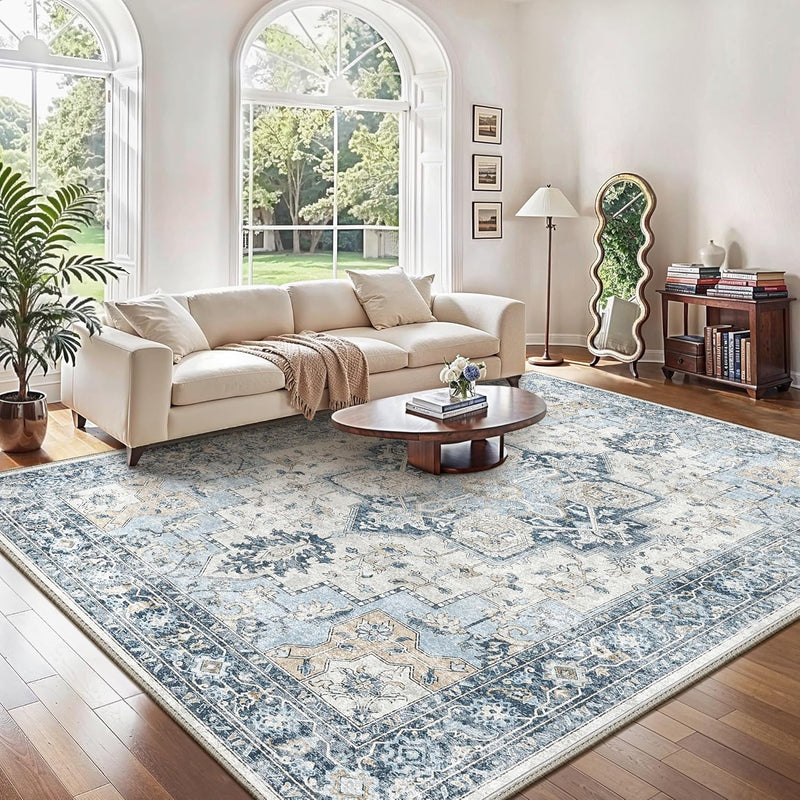 Large Rug Boho Sage Washable Non-Slip Vintage