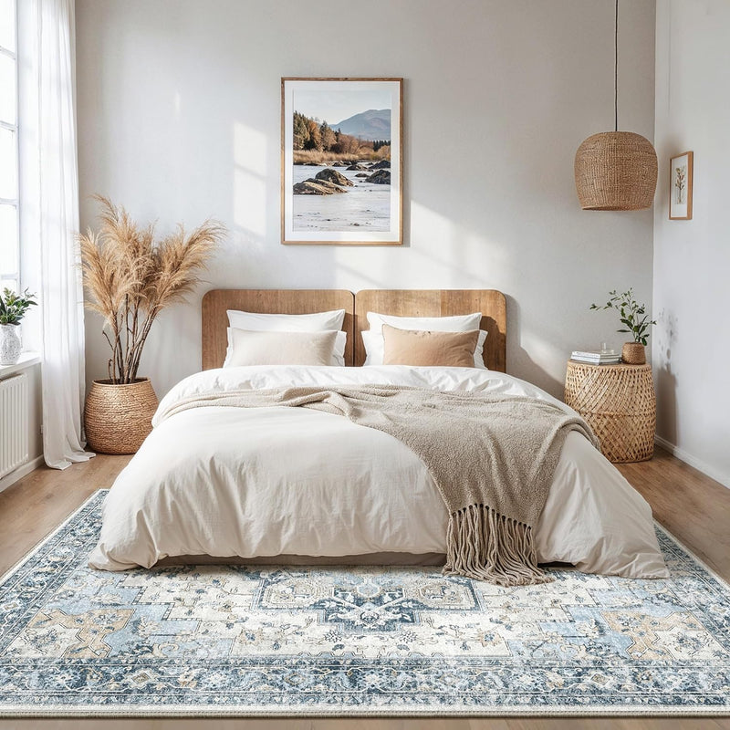 Large Rug Boho Sage Washable Non-Slip Vintage