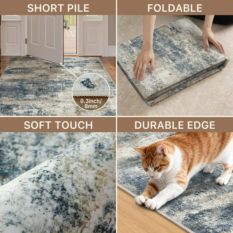 Abstract Rug Washable Non-Slip Carpet Living Room