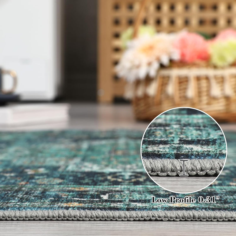 Washable Vintage Living Room Area Rug Machine