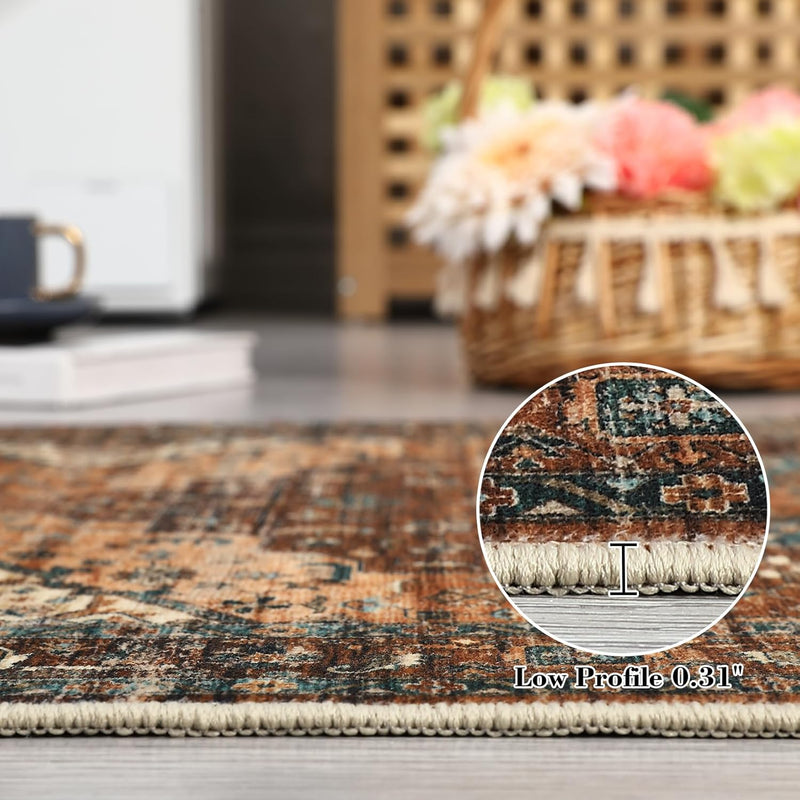 Washable Vintage Living Room Area Rug Machine