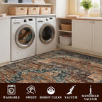 Washable Vintage Living Room Area Rug Machine