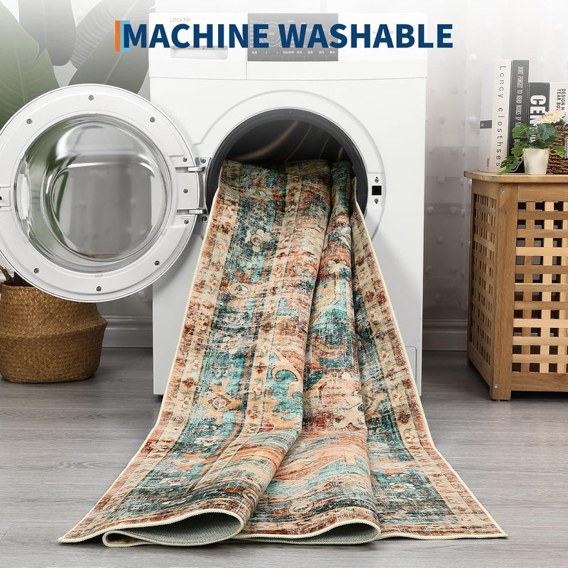 Washable Vintage Living Room Area Rug Machine