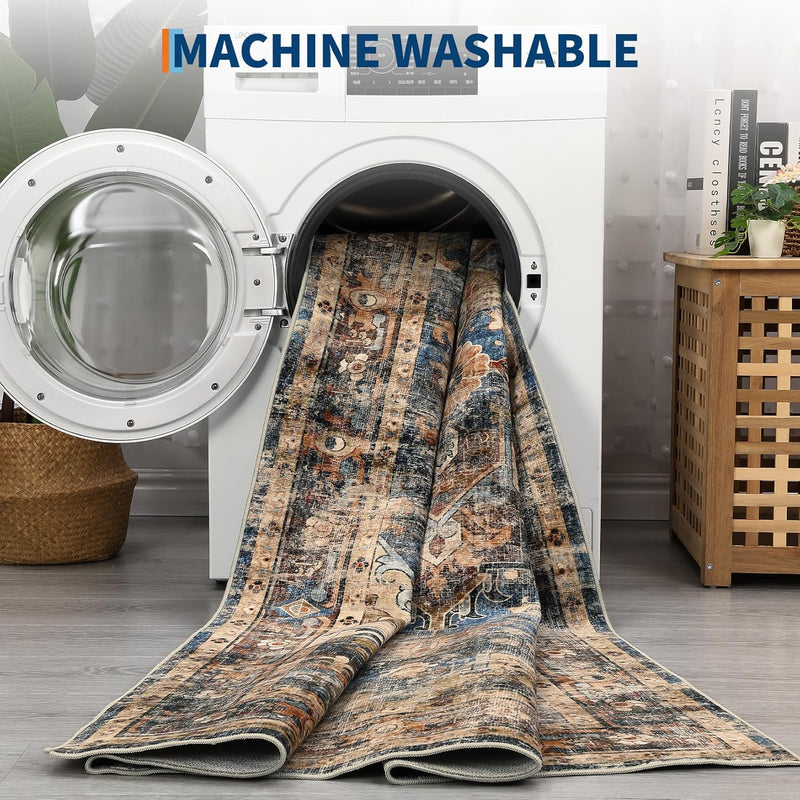 Washable Vintage Living Room Area Rug Machine