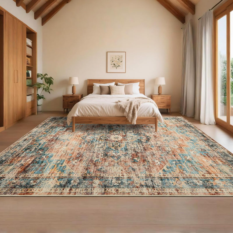Washable Vintage Living Room Area Rug Machine