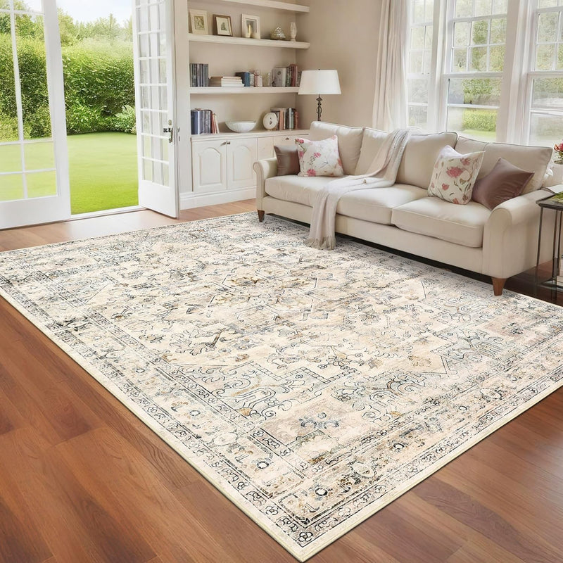 Washable Vintage Living Room Area Rug Machine