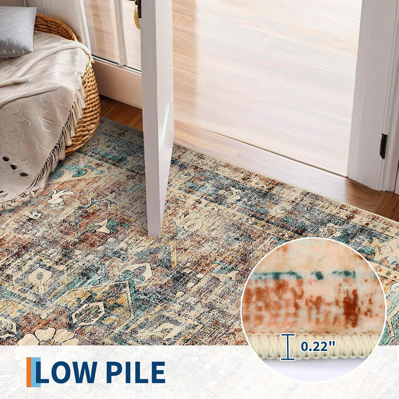 Washable Vintage Living Room Area Rug Machine