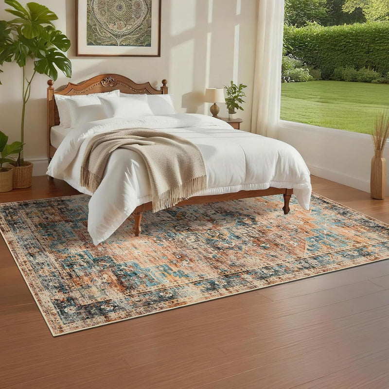 Washable Vintage Living Room Area Rug Machine