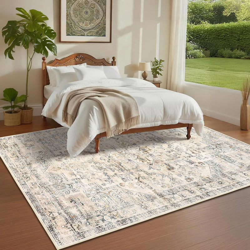 Washable Vintage Living Room Area Rug Machine