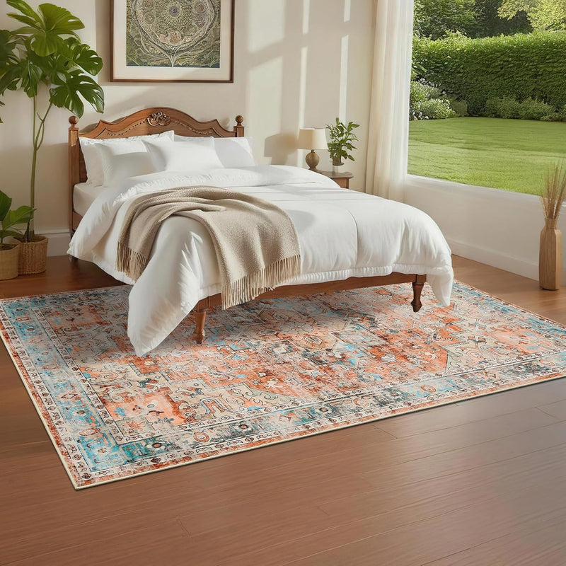 Washable Vintage Living Room Area Rug Machine