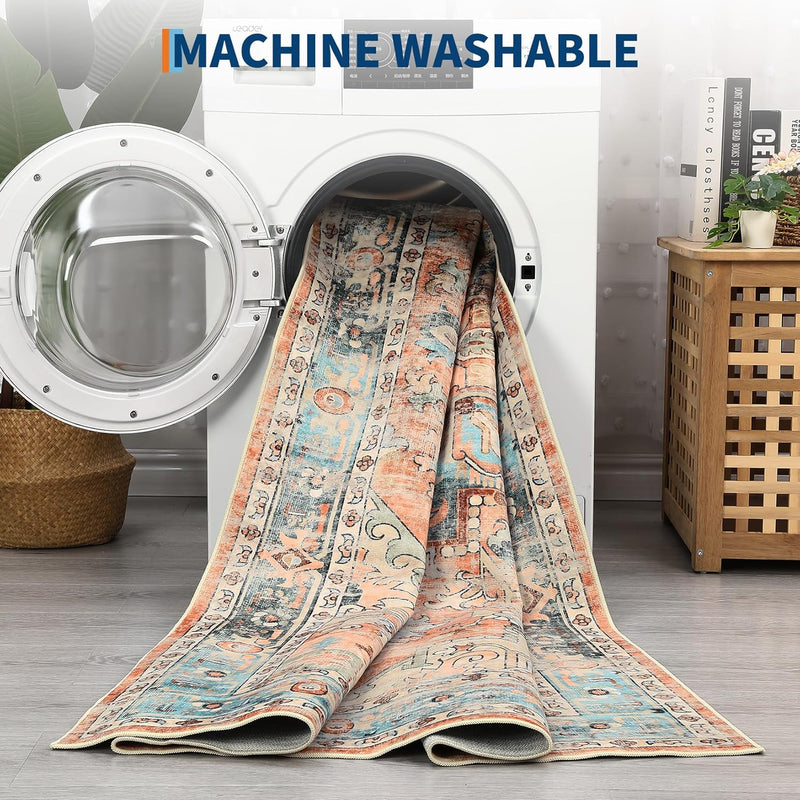 Washable Vintage Living Room Area Rug Machine