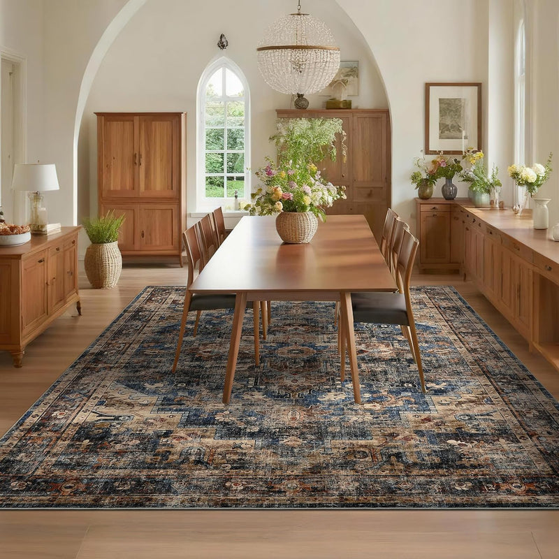 Washable Vintage Living Room Area Rug Machine