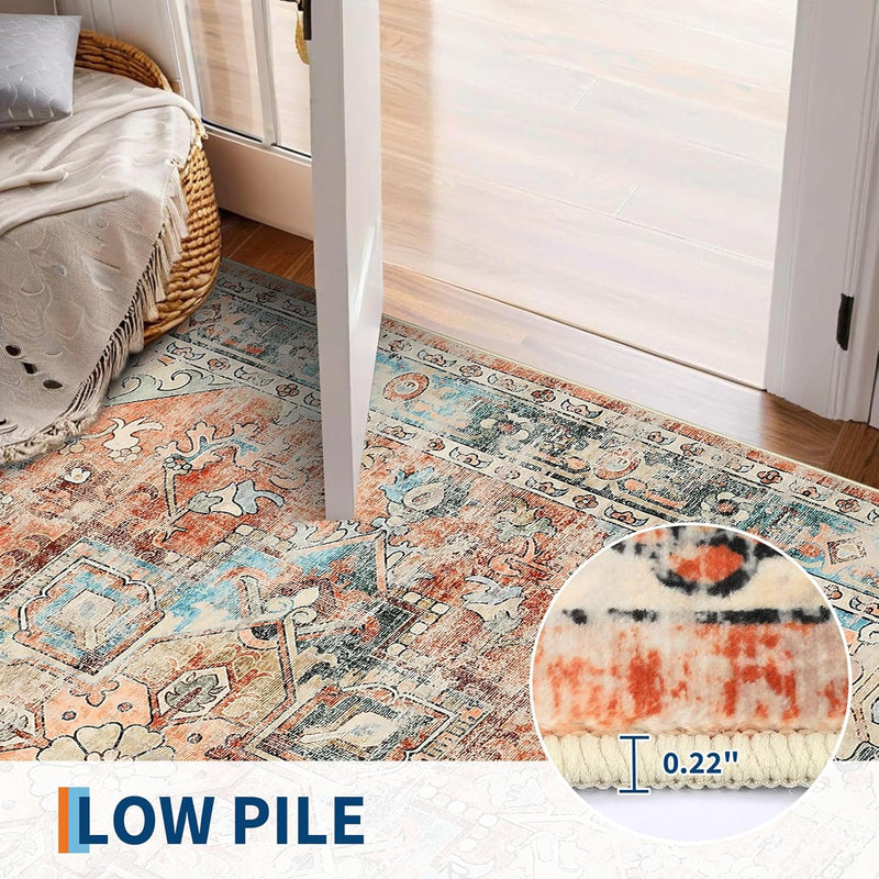Washable Vintage Living Room Area Rug Machine