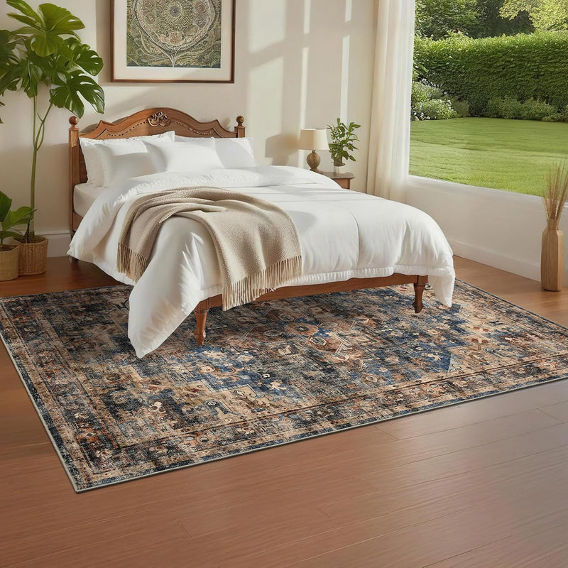 Washable Vintage Living Room Area Rug Machine
