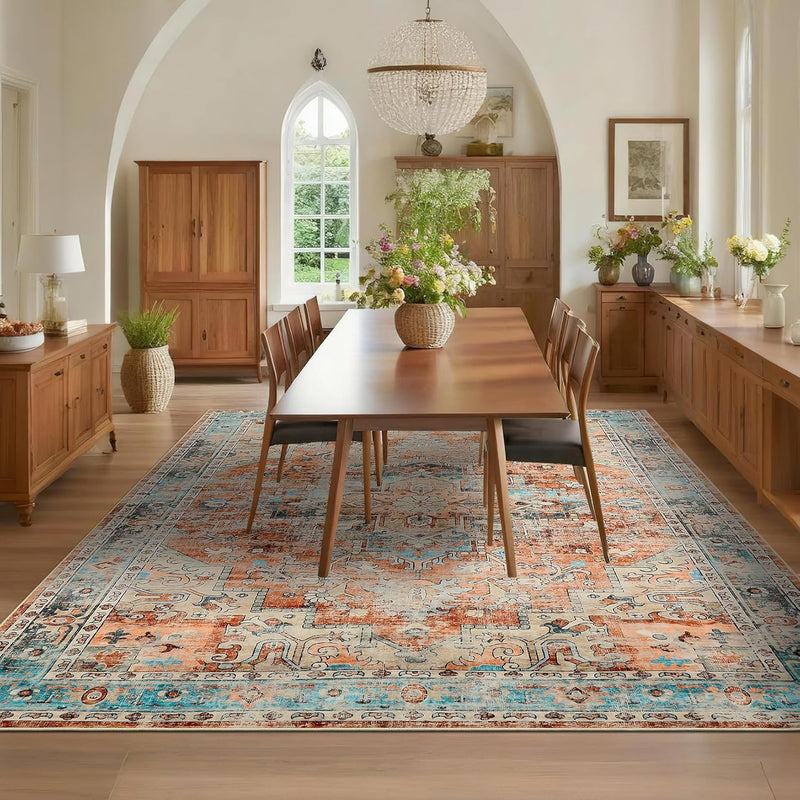 Washable Vintage Living Room Area Rug Machine