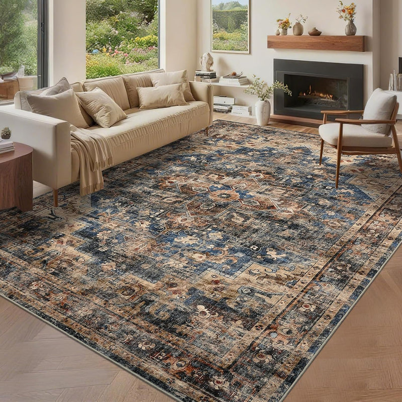 Washable Vintage Living Room Area Rug Machine