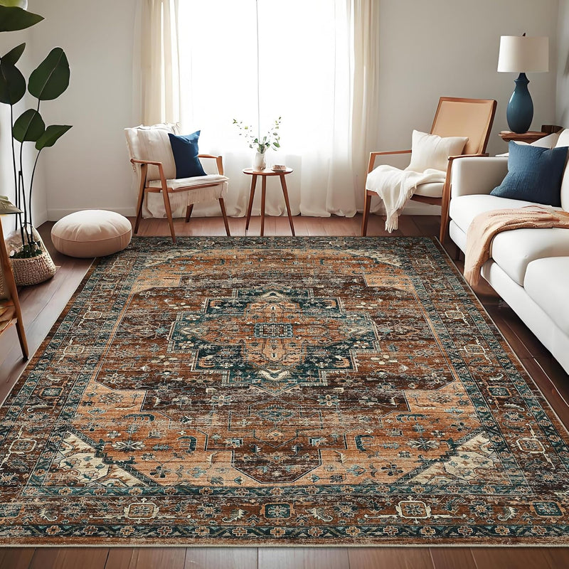 Washable Vintage Living Room Area Rug Machine