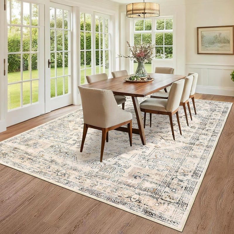 Washable Vintage Living Room Area Rug Machine