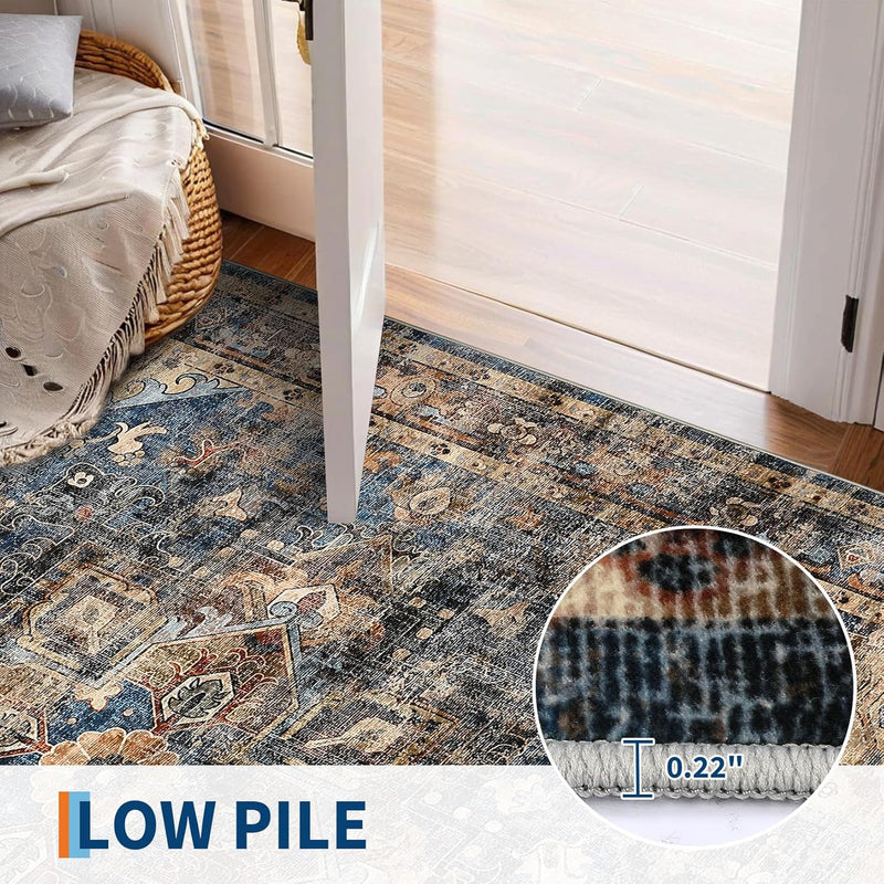 Washable Vintage Living Room Area Rug Machine