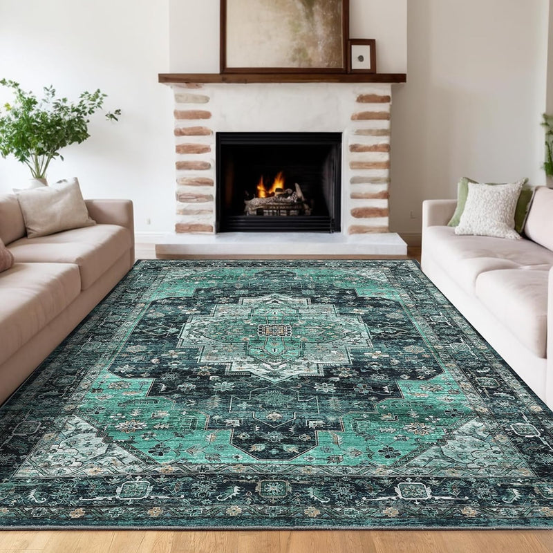Washable Vintage Living Room Area Rug Machine