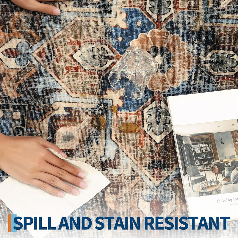 Washable Vintage Living Room Area Rug Machine
