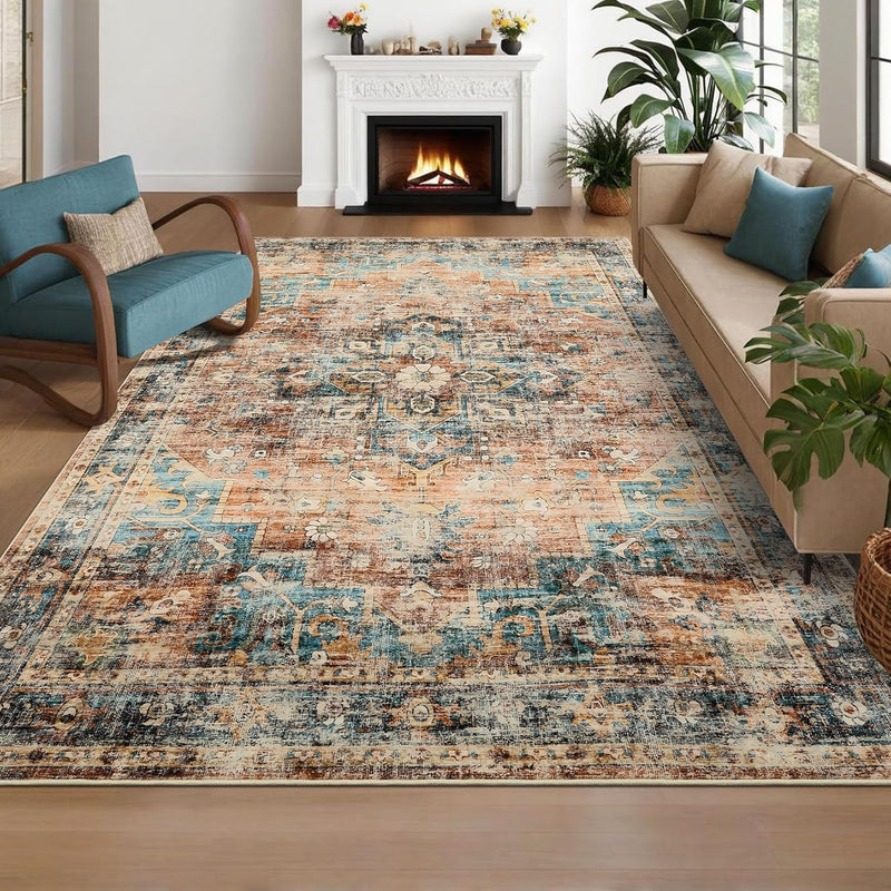 Washable Vintage Living Room Area Rug Machine