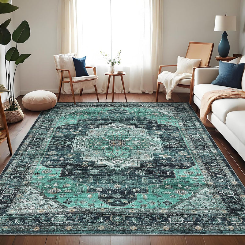 Washable Vintage Living Room Area Rug Machine