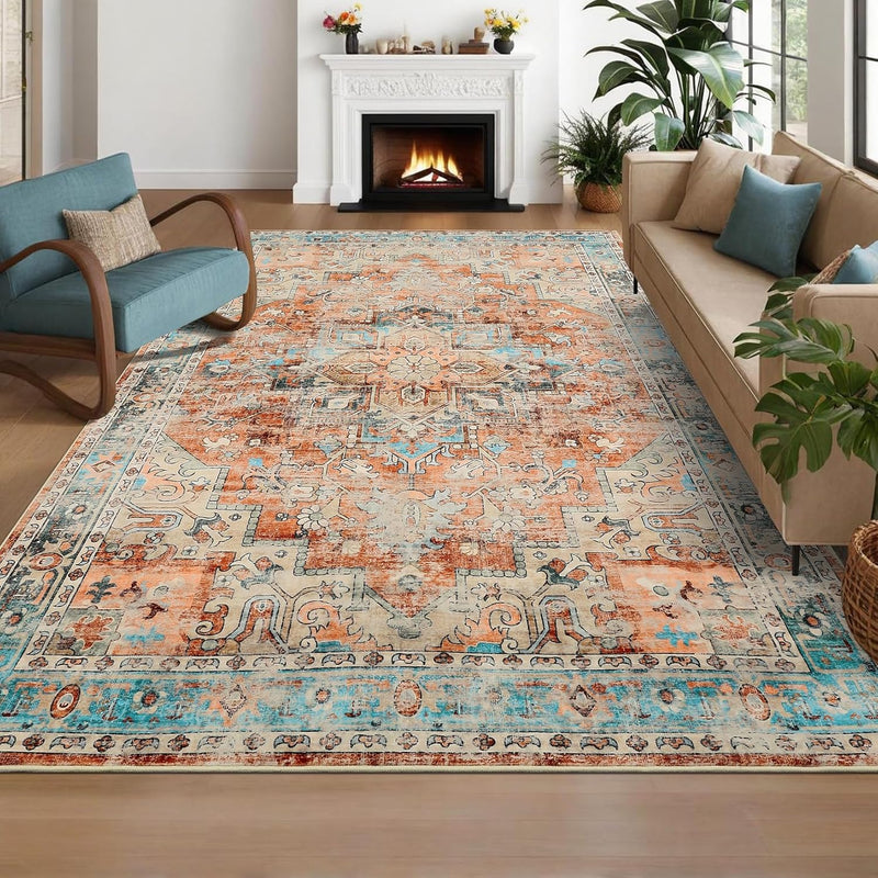 Washable Vintage Living Room Area Rug Machine