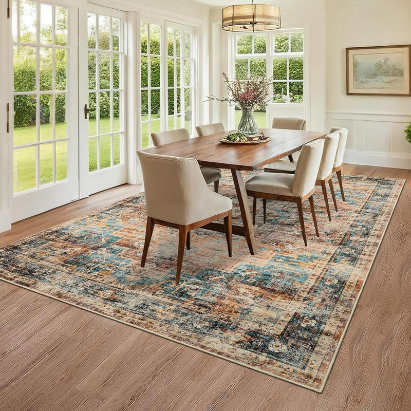 Washable Vintage Living Room Area Rug Machine
