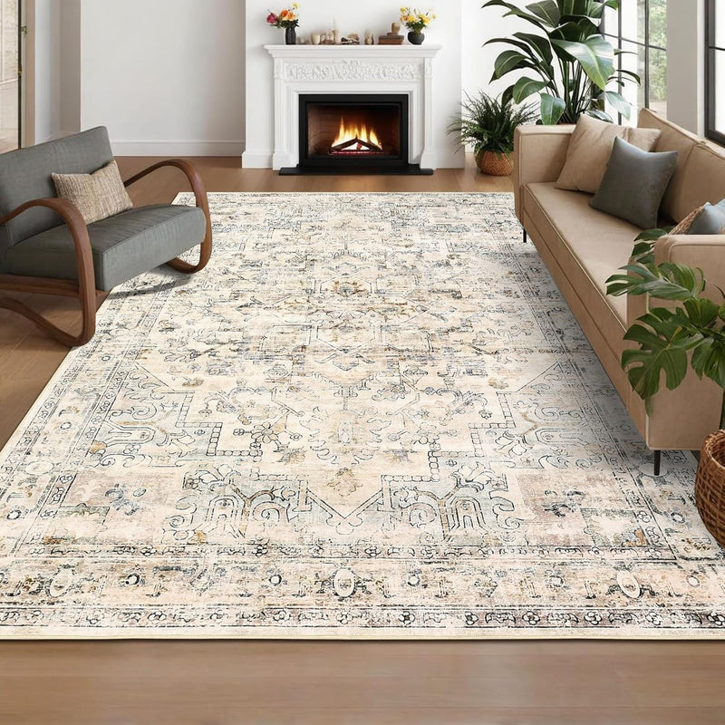 Washable Vintage Living Room Area Rug Machine