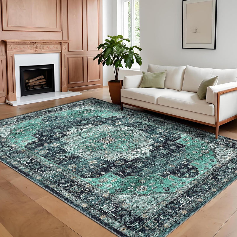 Washable Vintage Living Room Area Rug Machine