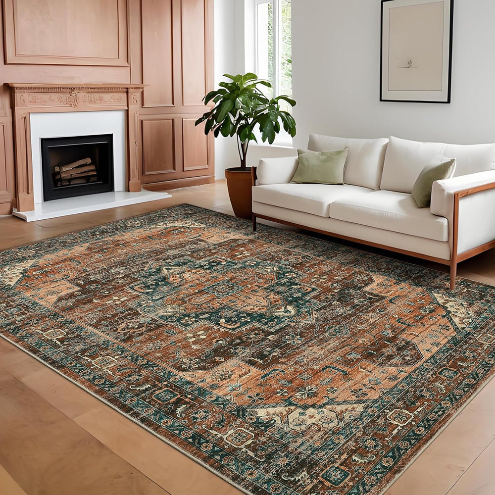 Washable Vintage Living Room Area Rug Machine