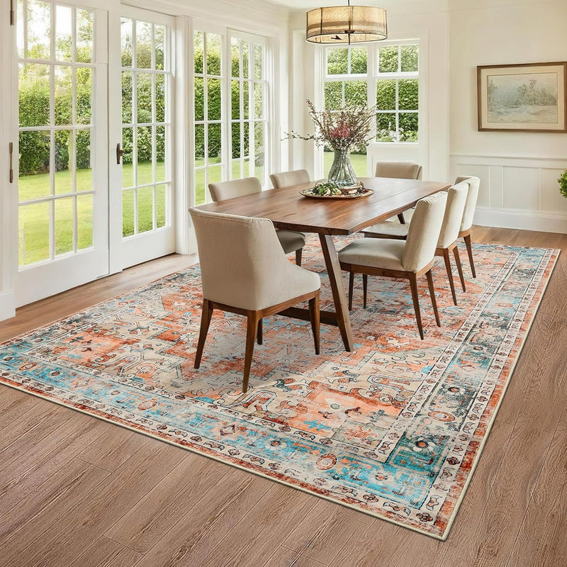 Washable Vintage Living Room Area Rug Machine